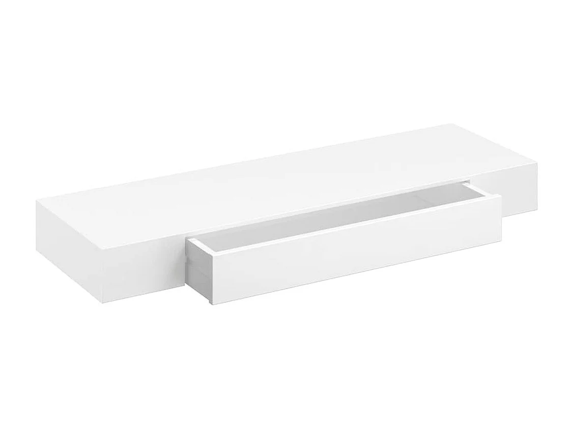 Étagère murale avec 1 tiroir MDF Blanc Rangement de livres/DVD