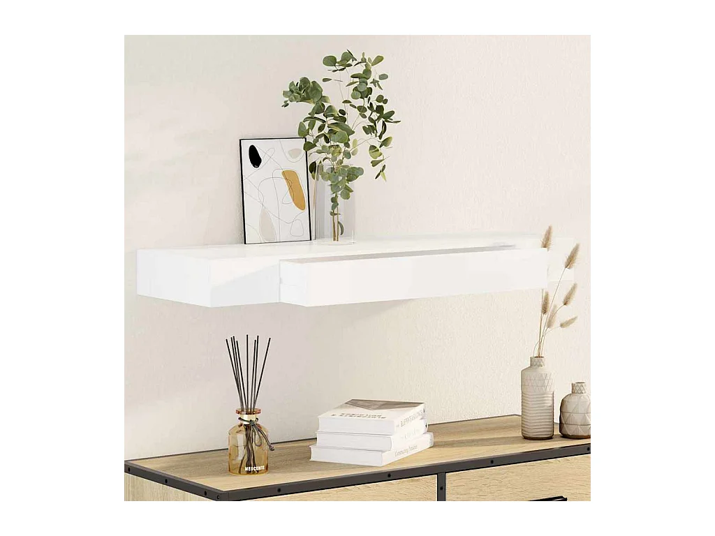 Wandregal mit Schublade MDF Weiß
