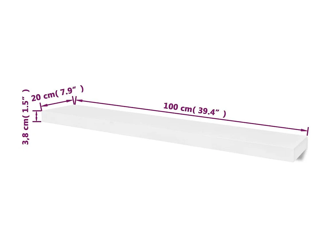 2 Étagères murales MDF Blanc Rangement de livres/DVD