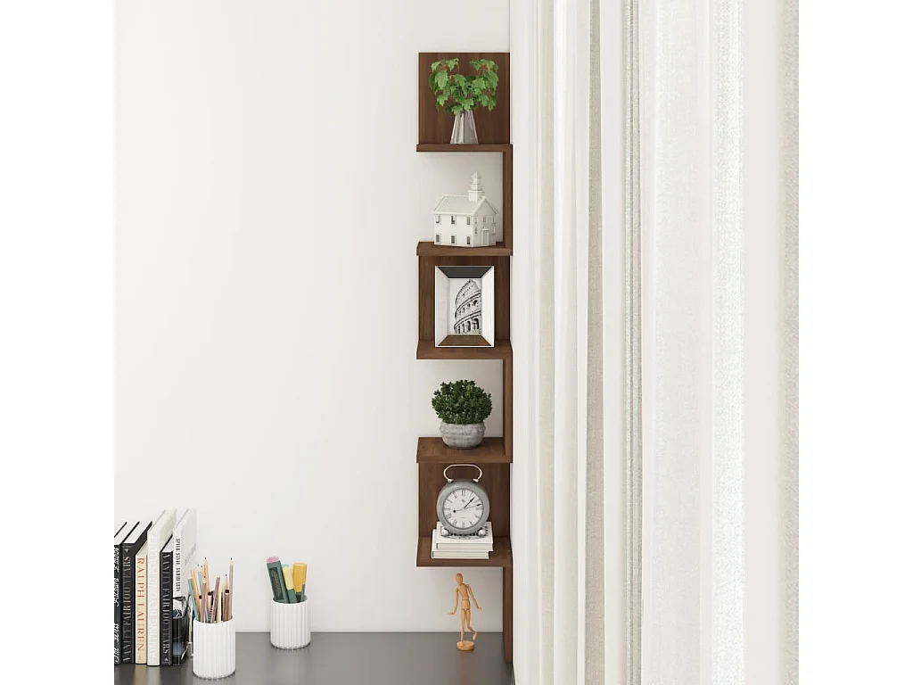 Étagère d'angle murale Chêne brun 20x20x127,5cm Bois ingénierie