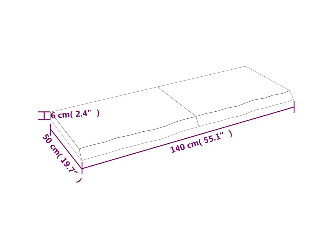 Wandregal 140x50x(2-6) cm Massivholz Eiche Unbehandelt
