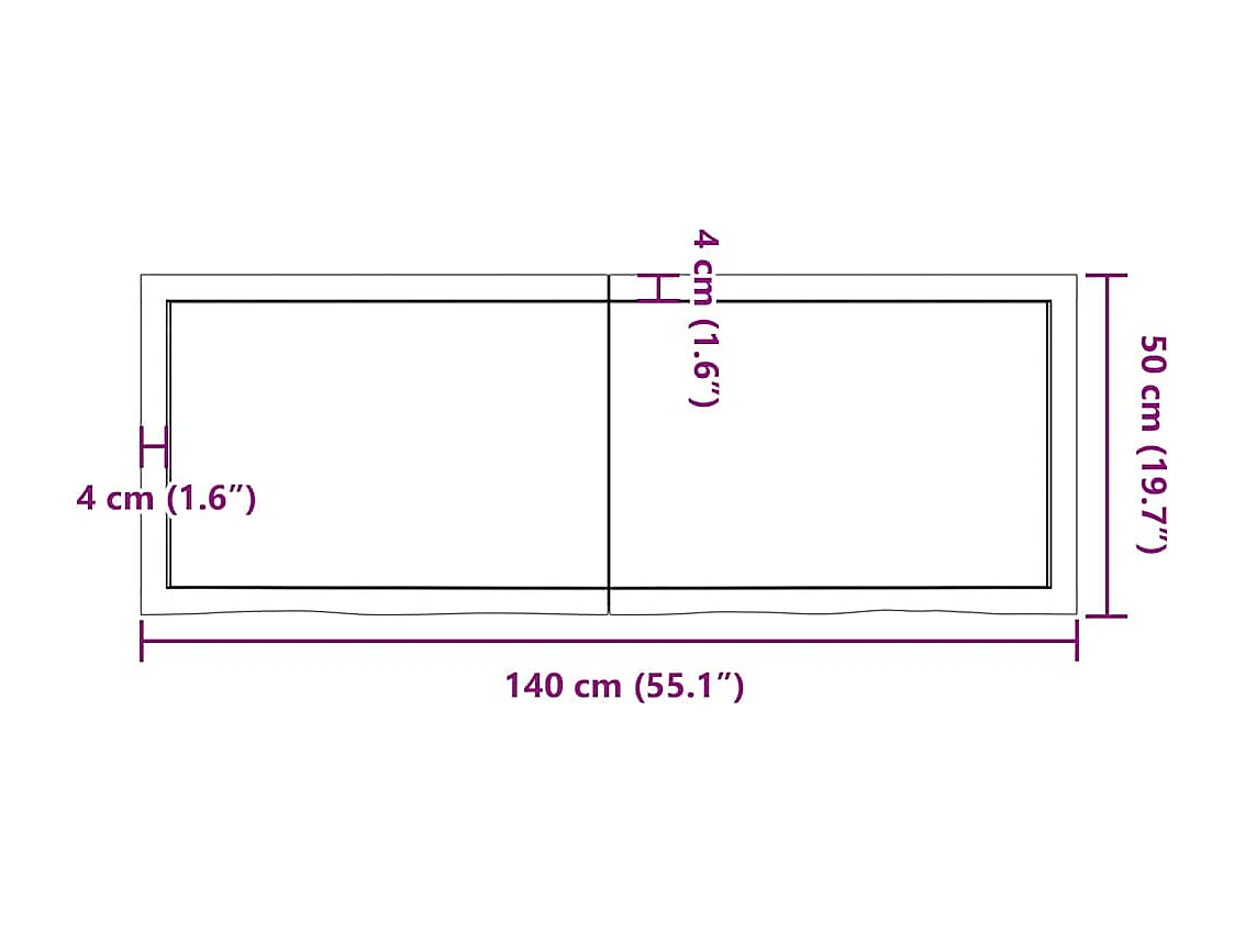 Estante de pared madera maciza roble sin tratar 140x50x(2-6) cm