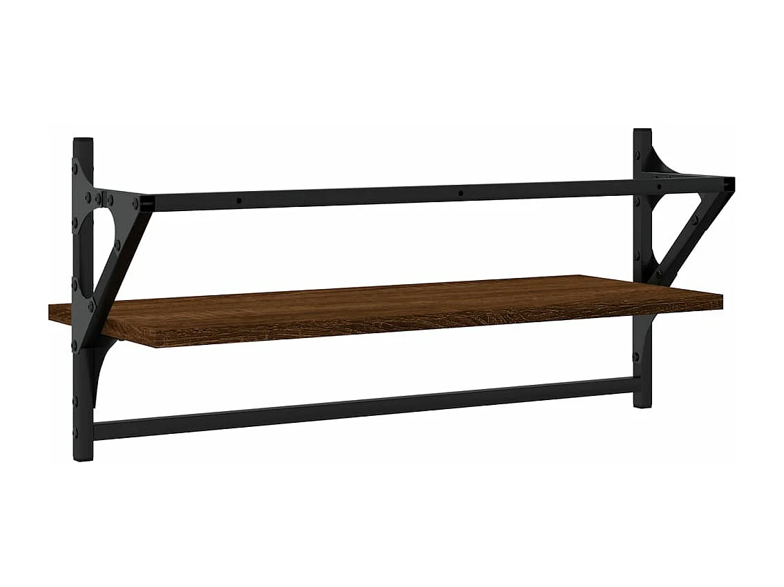 Étagères murales avec barres 2 pcs chêne marron 65x25x30 cm