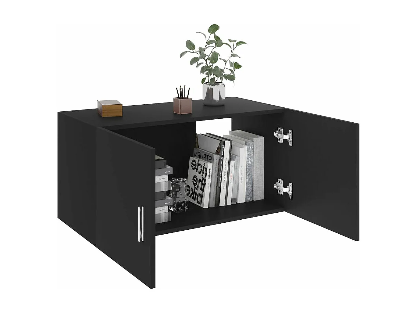 Hangkast 80x39x40 cm bewerkt hout zwart