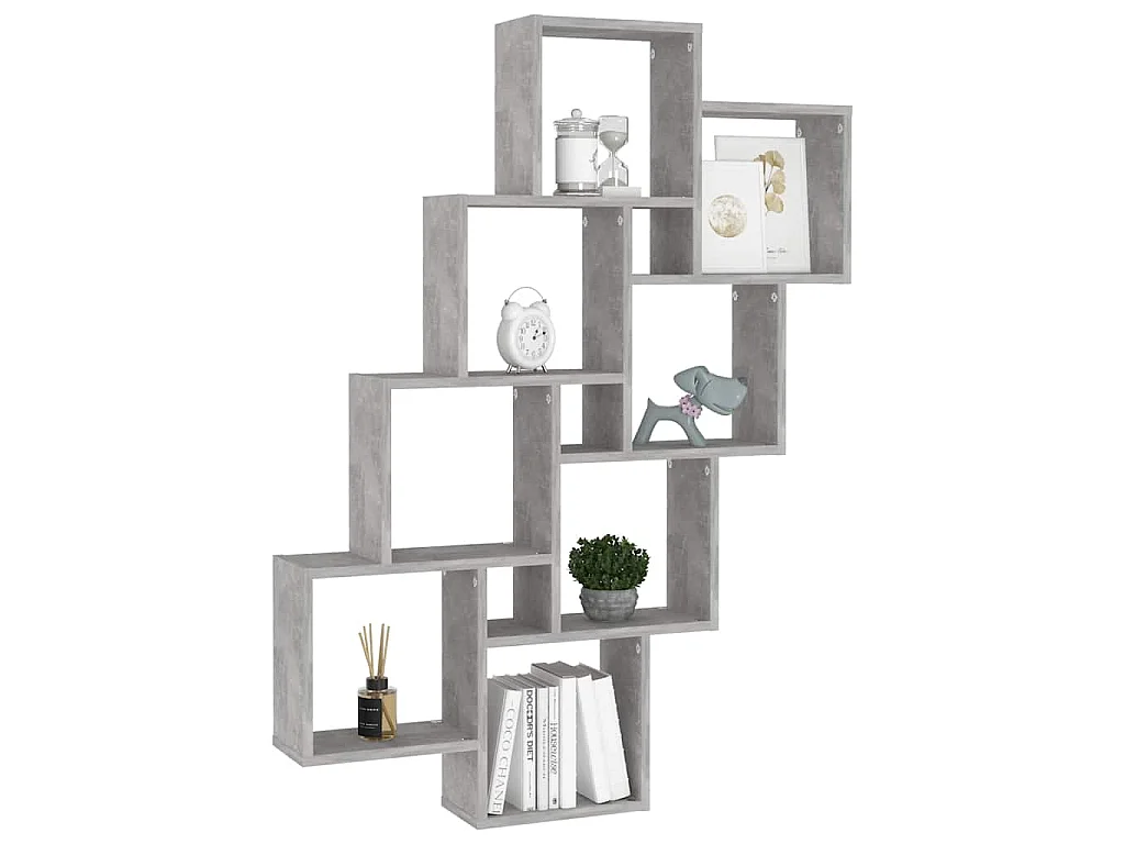 Étagère murale cube Gris béton 90x15x119 cm Bois d’ingénierie