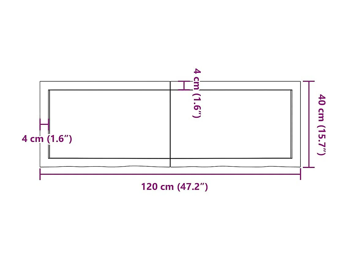 Ripiano Marrone Scuro 120x40x(2-6) cm Massello Rovere Trattato