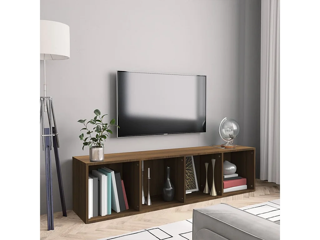 Boekenkast / tv-meubel 143x30x36 cm bruin eikenkleurig