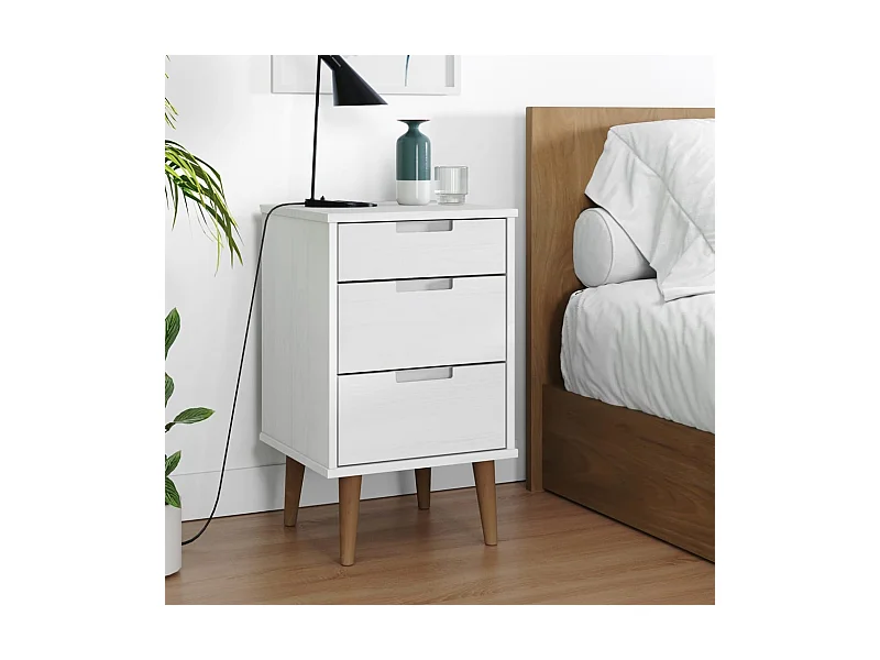 Nachtkastje MOLDE 40x35x65 cm massief grenenhout wit