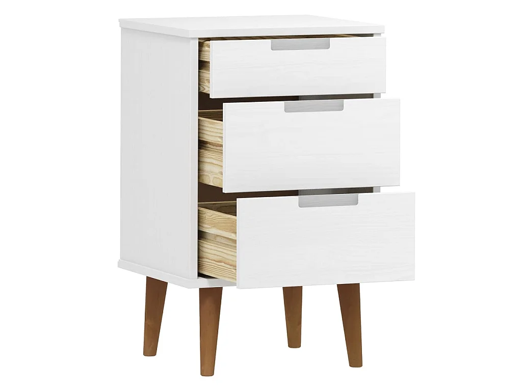 Mesa de cabeceira MOLDE 40x35x65 cm pinho maciço branco