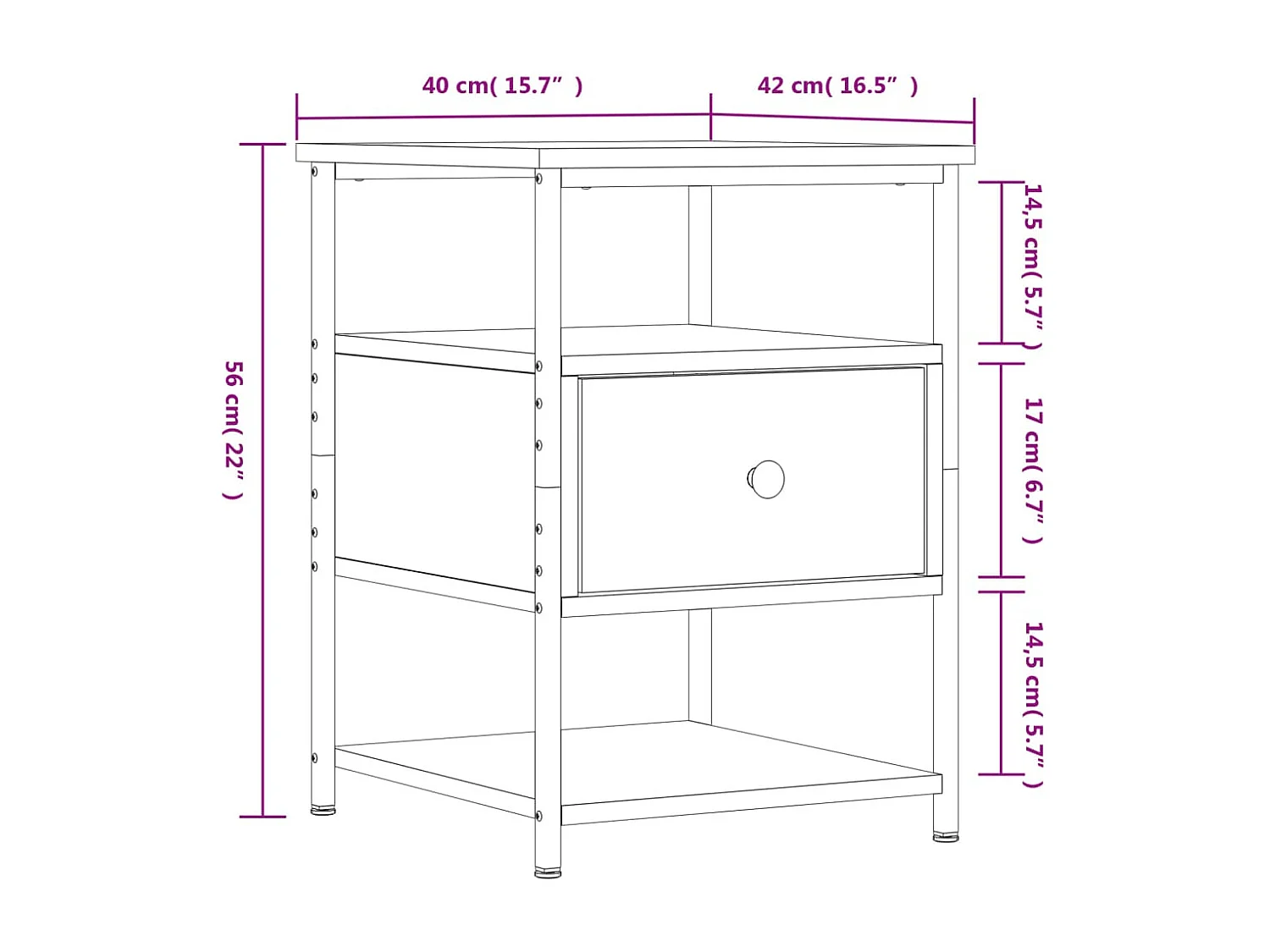 Comodini 2 pz Rovere Marrone 40x42x56 cm in Legno Multistrato