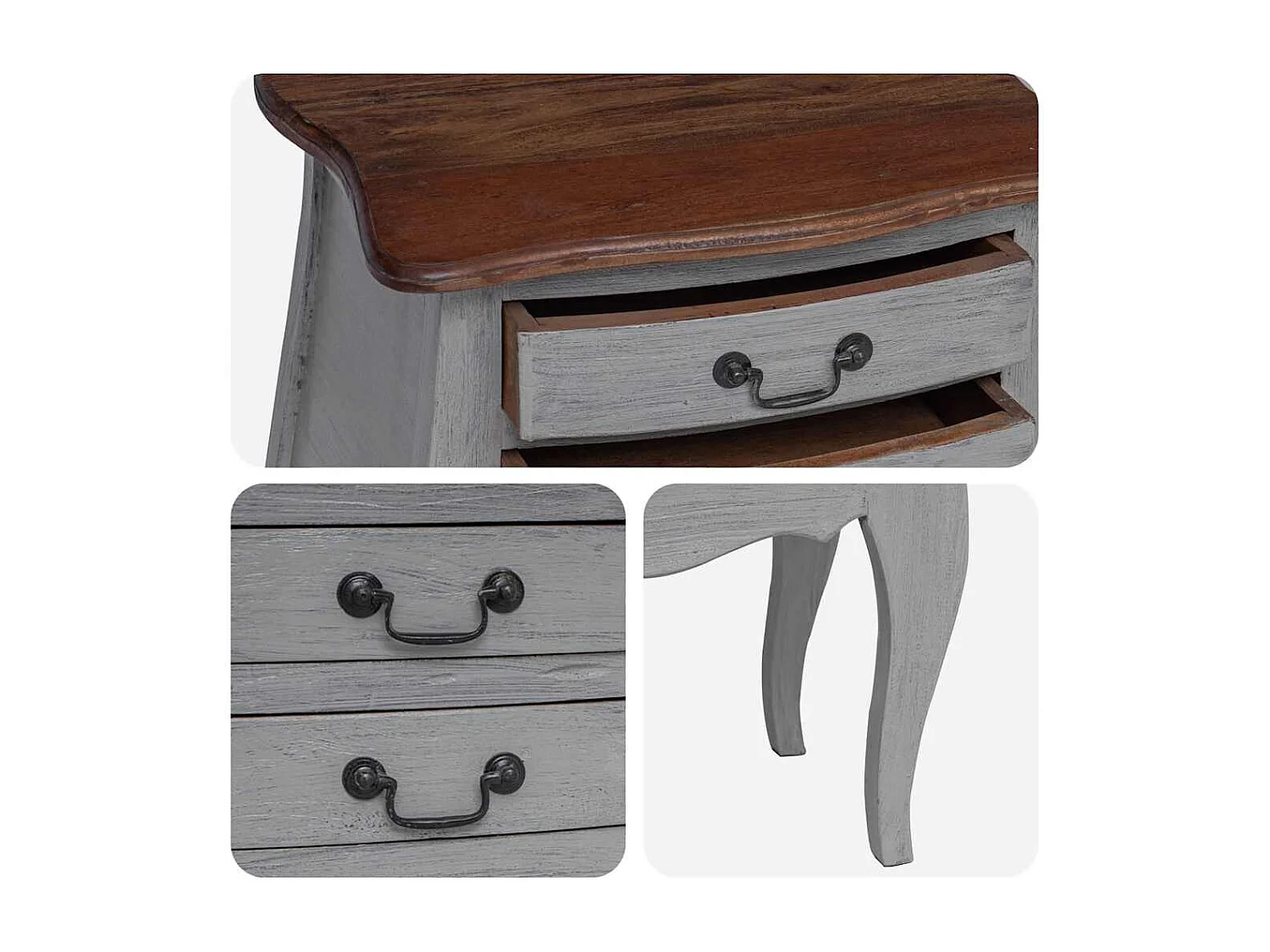 Table de chevet bois d'acajou massif 48x35x64 cm