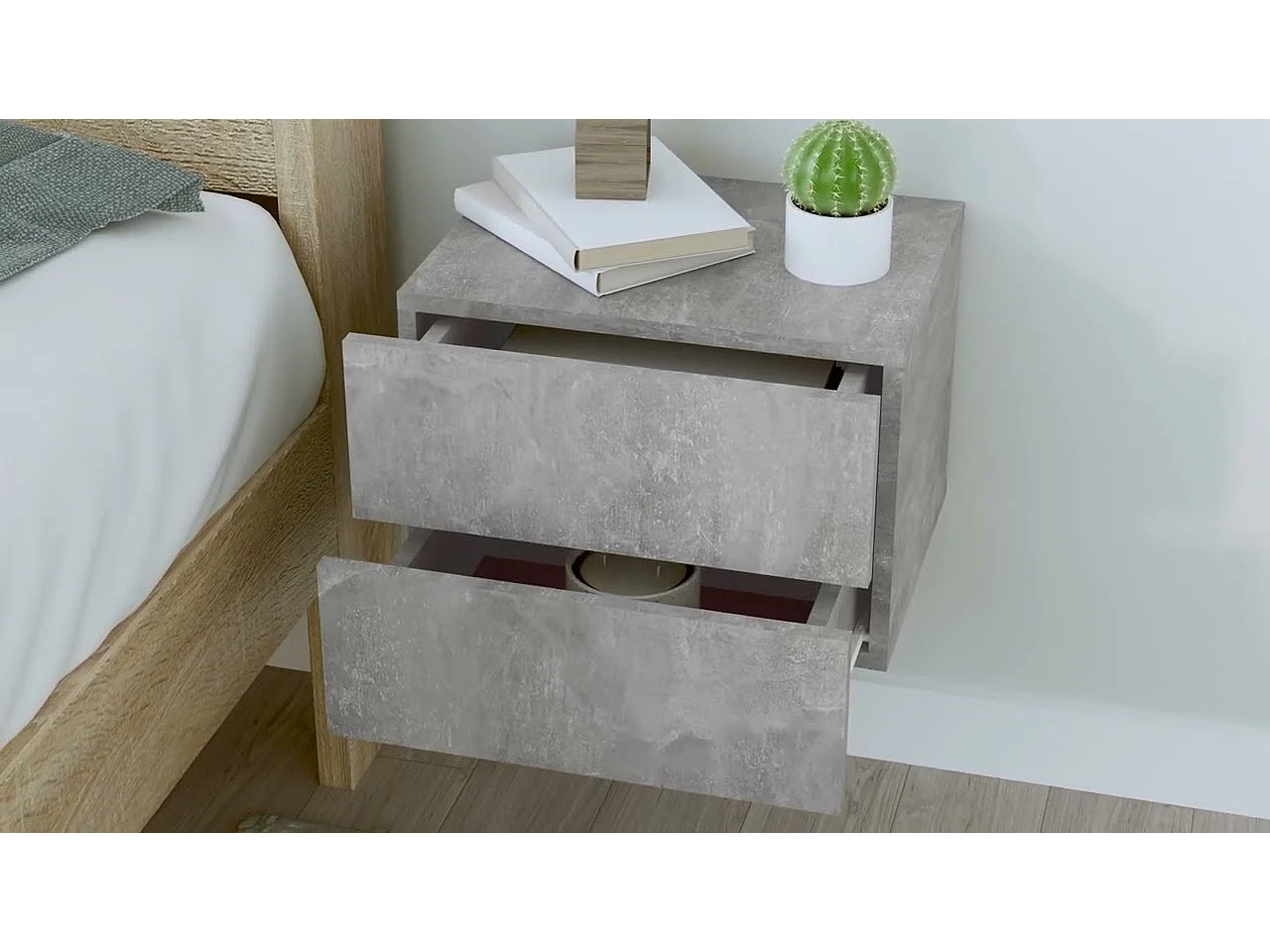 Table de chevet Gris béton 40x30x30 cm Bois ingénierie