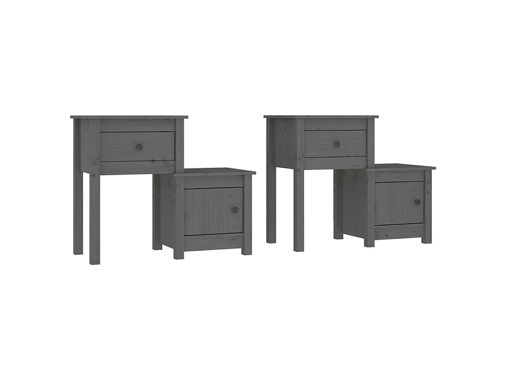 Mesas de cabeceira 2 pcs 79,5x38x65,5 cm pinho maciço cinza