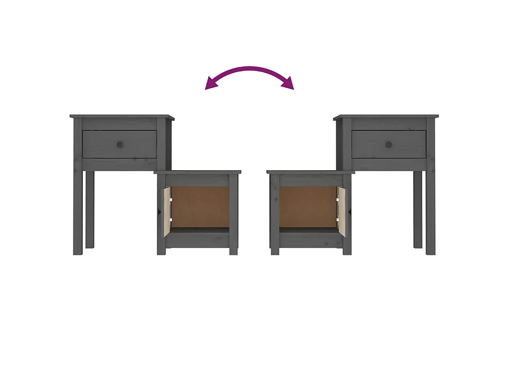 Mesas de cabeceira 2 pcs 79,5x38x65,5 cm pinho maciço cinza