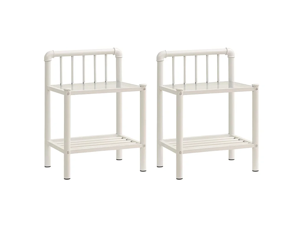 Nachttische 2 Stk. Weiß Transparent Metall und Glas