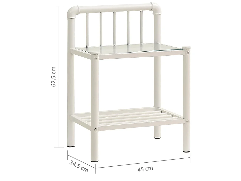 Nachttische 2 Stk. Weiß Transparent Metall und Glas