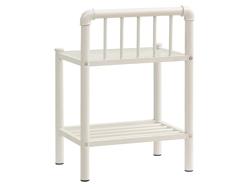 Nachttische 2 Stk. Weiß Transparent Metall und Glas