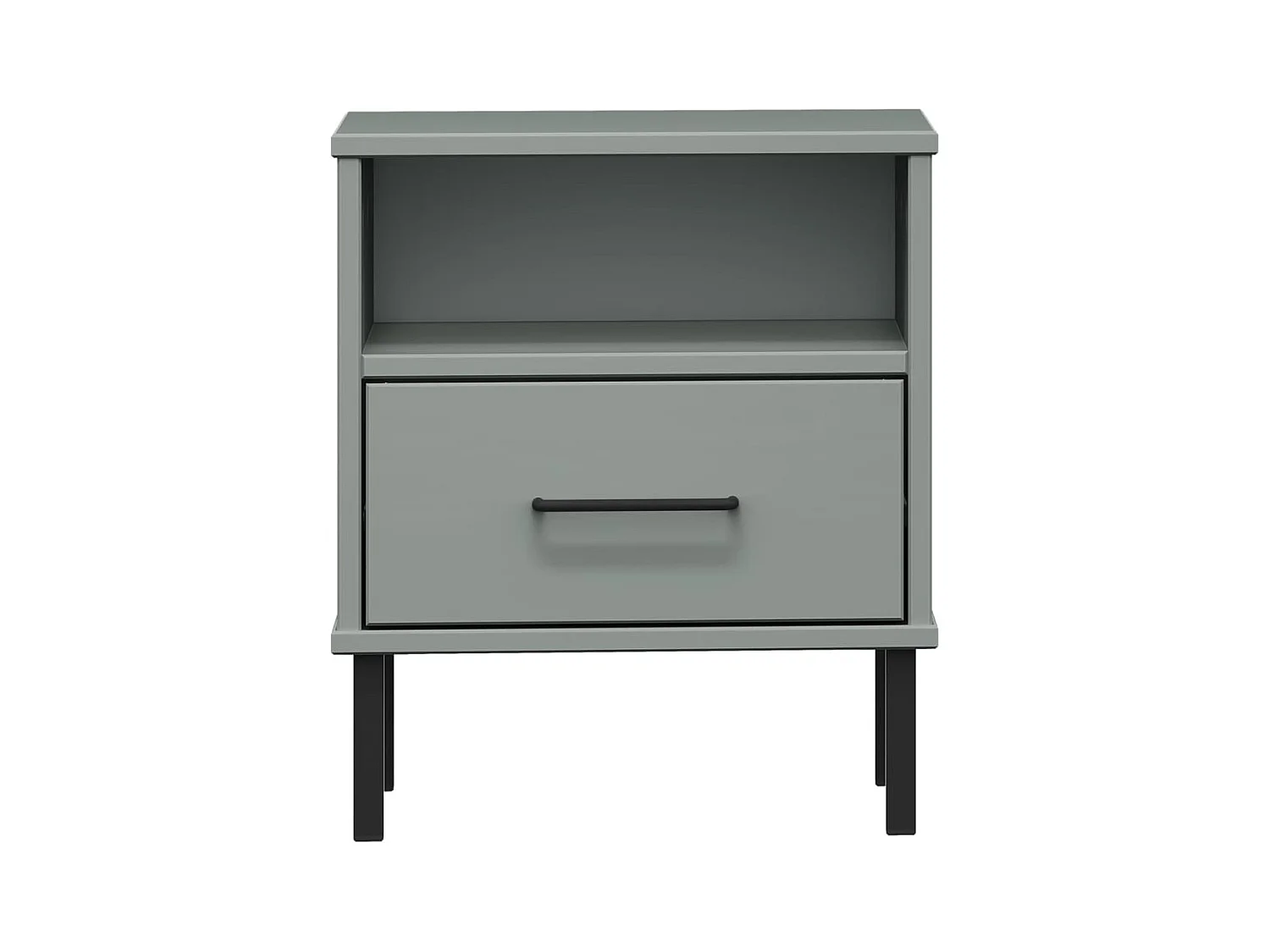 Nachttisch OSLO mit Metallbeinen Grau Massivholz Kiefer