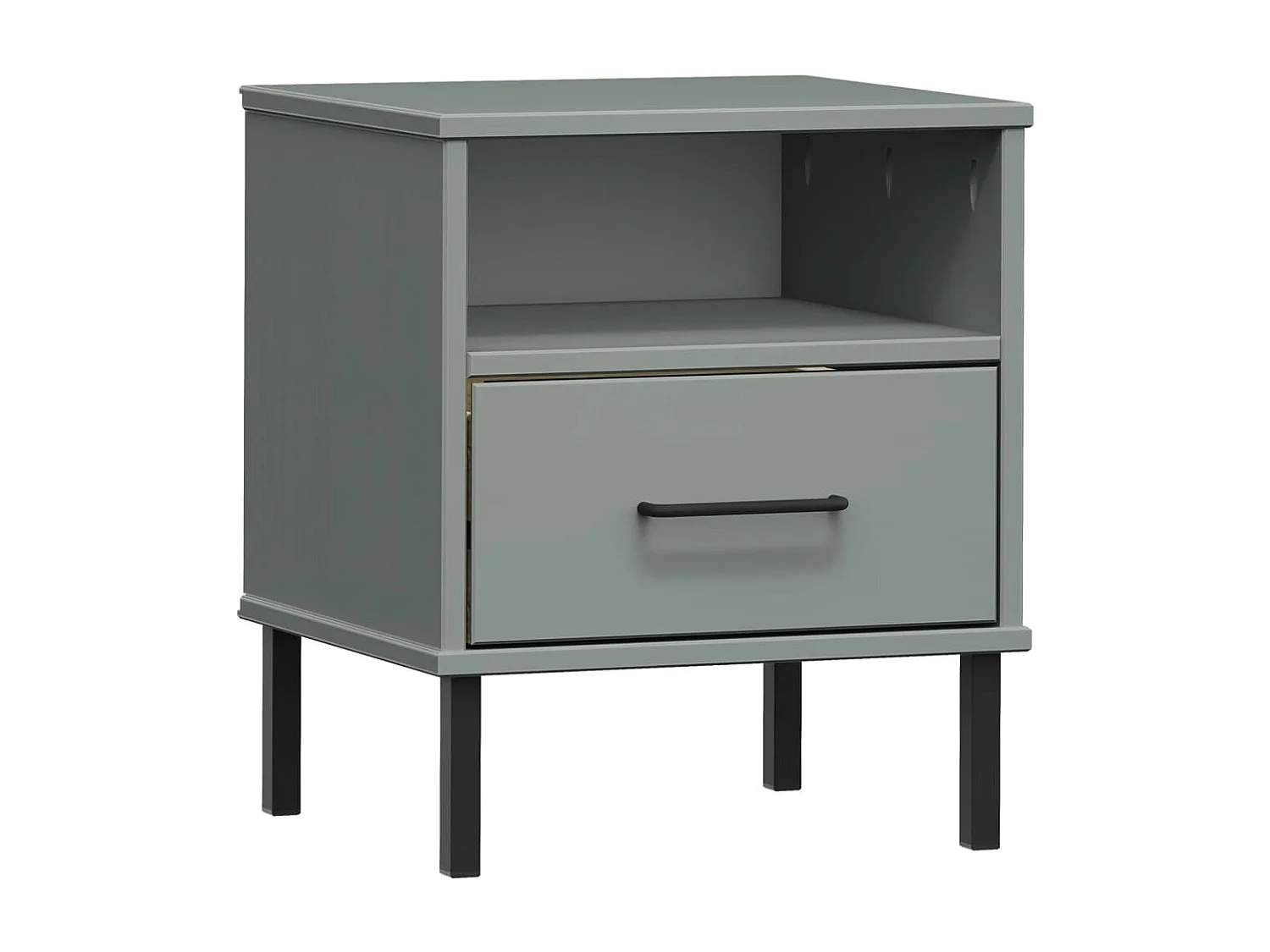 Table de chevet avec pieds en métal Gris Bois pin massif OSLO