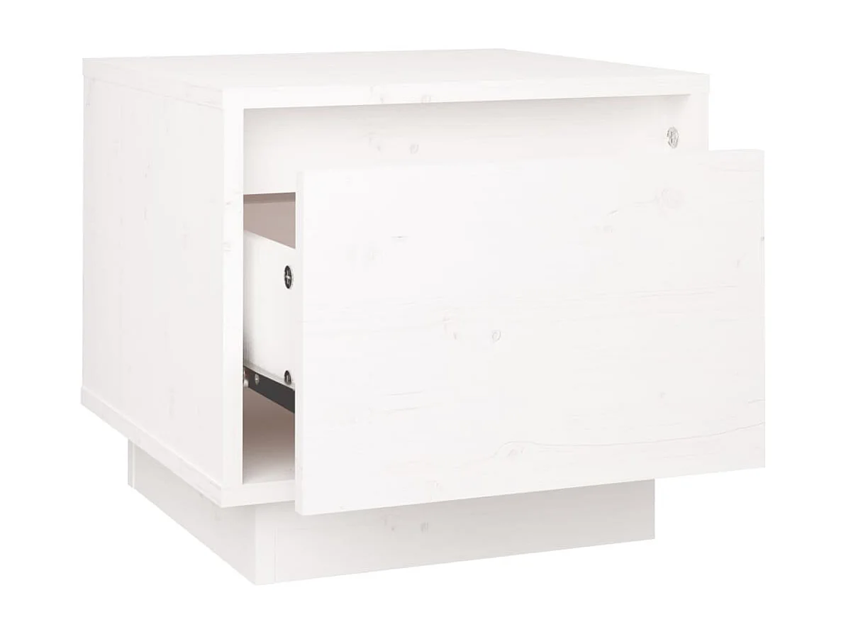 Comodini 2 pz Bianchi 35x34x32 cm in Legno Massello di Pino