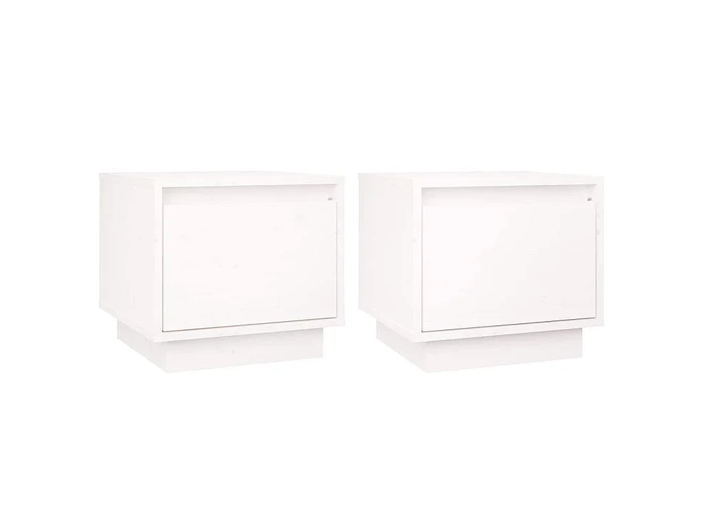 Comodini 2 pz Bianchi 35x34x32 cm in Legno Massello di Pino