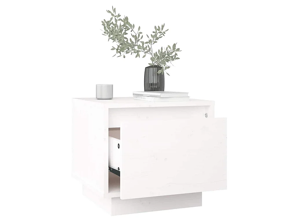 Comodini 2 pz Bianchi 35x34x32 cm in Legno Massello di Pino