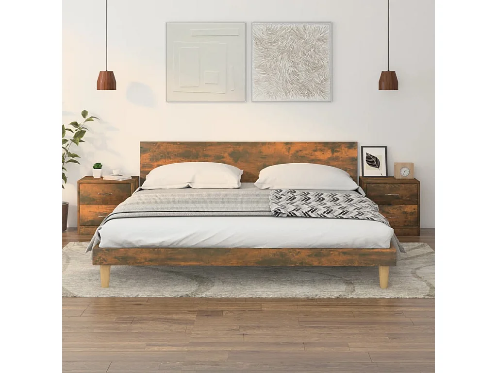 Tables de chevet 2 pcs chêne fumé 40x30x40 cm bois d'ingénierie