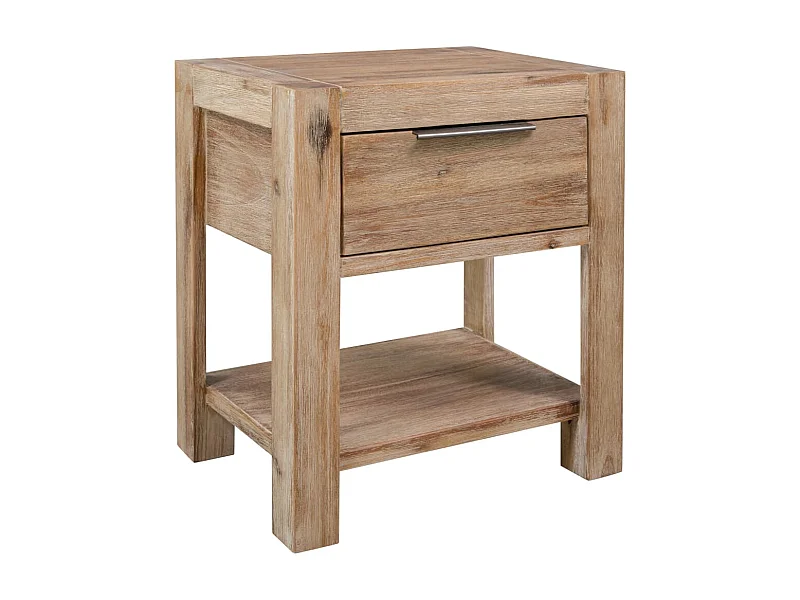 Mesa de cabeceira c/ gaveta 40x30x48 cm madeira acácia maciça