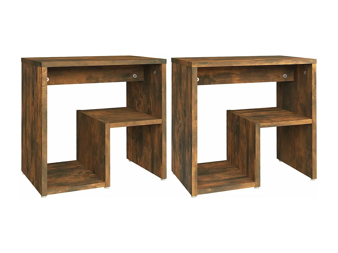 Mesas cabeceira 2 pcs 40x30x40 cm madeira proc. carvalho fumado