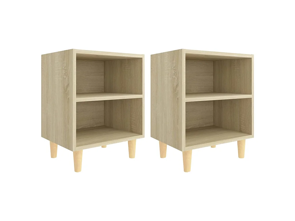 Tables de chevet pieds en bois 2 pcs Chêne sonoma 40x30x50 cm