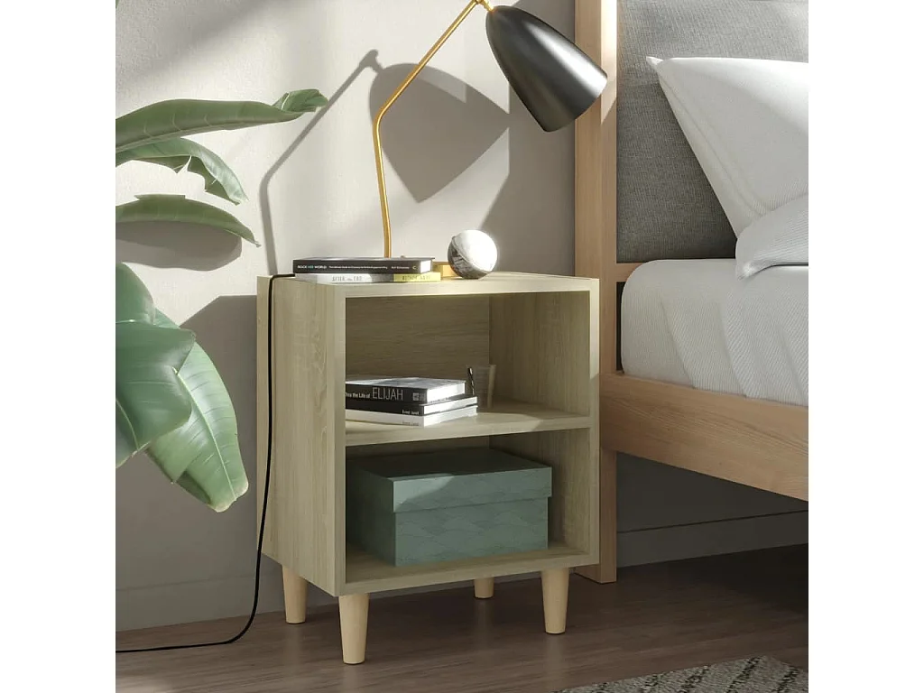 Tables de chevet pieds en bois 2 pcs Chêne sonoma 40x30x50 cm