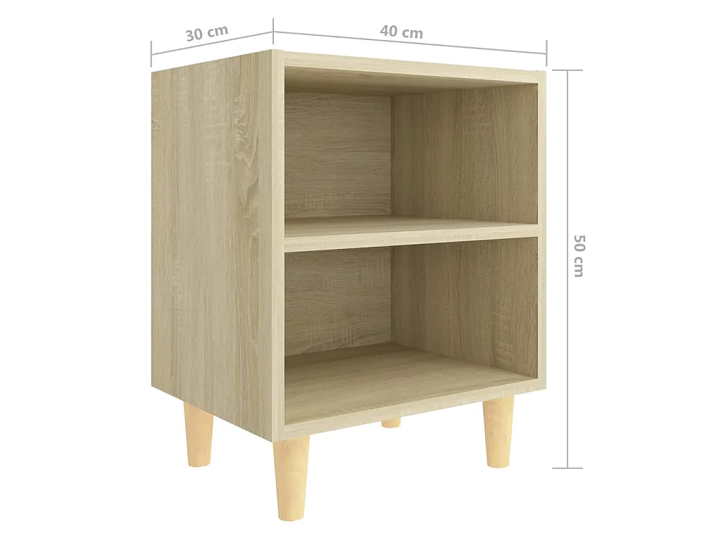 Tables de chevet pieds en bois 2 pcs Chêne sonoma 40x30x50 cm