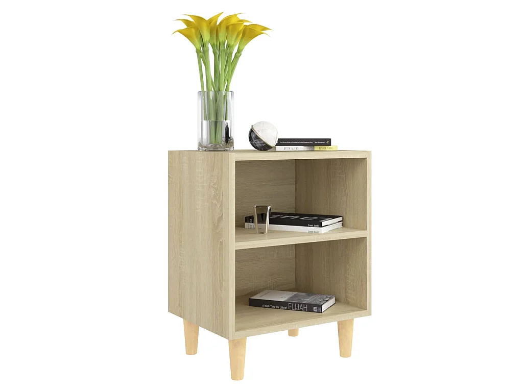 Tables de chevet pieds en bois 2 pcs Chêne sonoma 40x30x50 cm