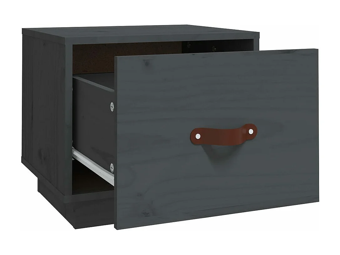 Mesitas de noche 2 uds madera maciza de pino gris 40x34x35 cm