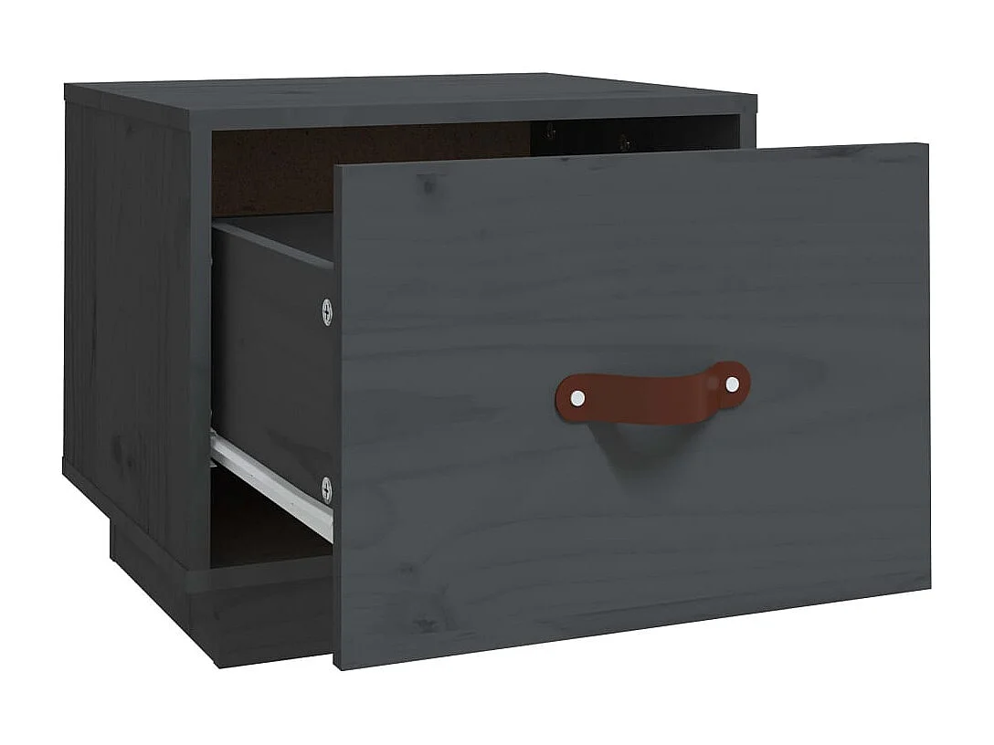 Comodini 2 pz Grigi 40x34x35 cm in Legno Massello di Pino