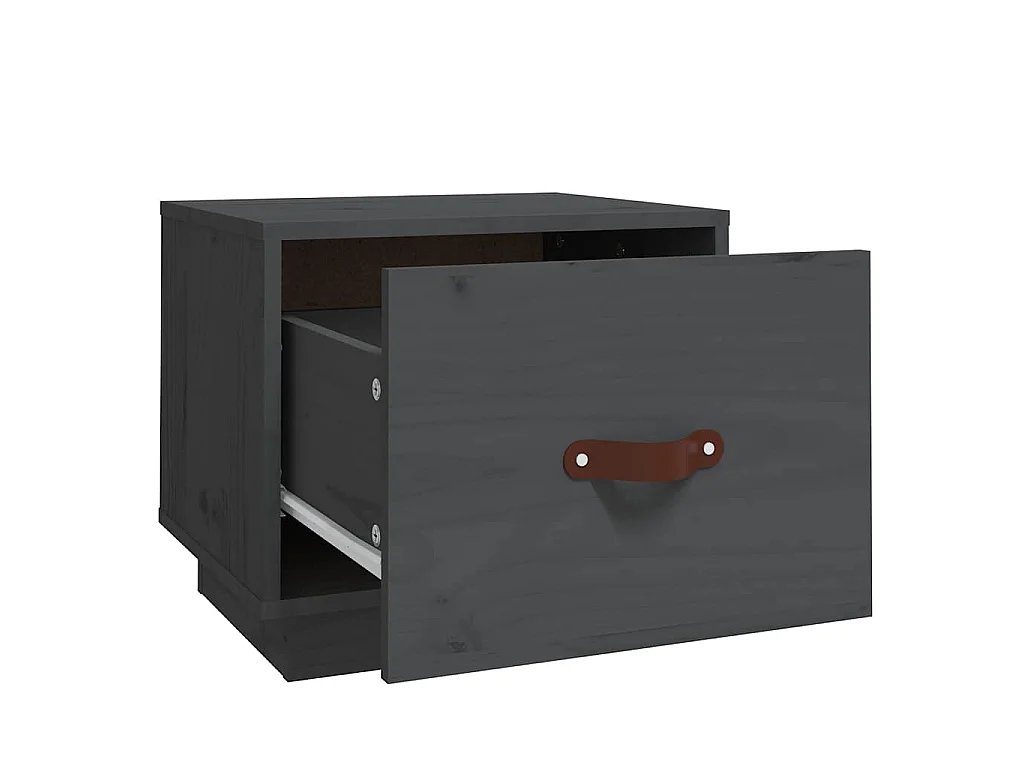 Comodini 2 pz Grigi 40x34x35 cm in Legno Massello di Pino