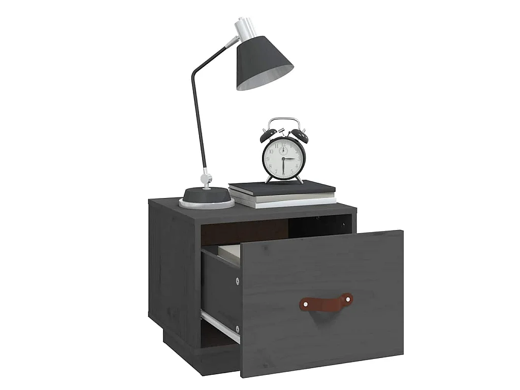 Comodini 2 pz Grigi 40x34x35 cm in Legno Massello di Pino