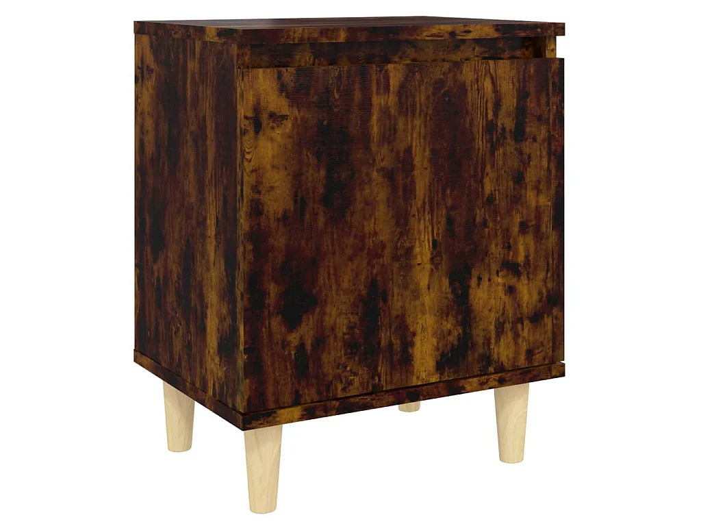 Table de chevet avec pieds en bois Chêne fumé 40x30x50 cm