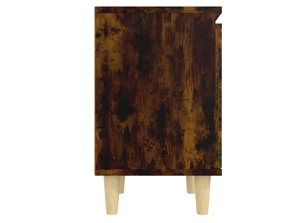 Table de chevet avec pieds en bois Chêne fumé 40x30x50 cm