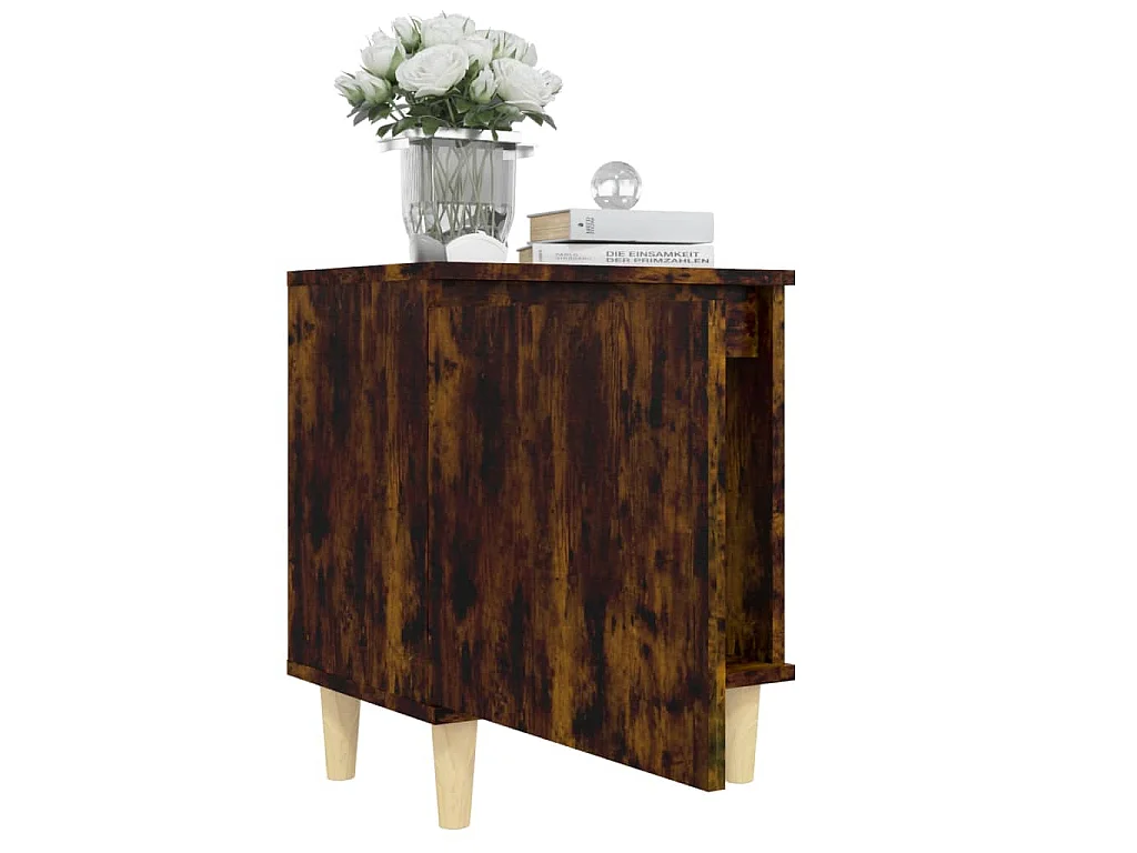 Table de chevet avec pieds en bois Chêne fumé 40x30x50 cm
