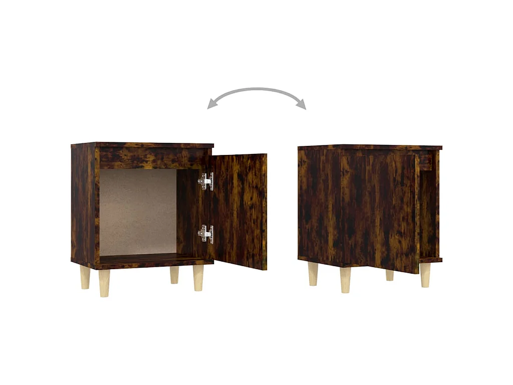 Table de chevet avec pieds en bois Chêne fumé 40x30x50 cm