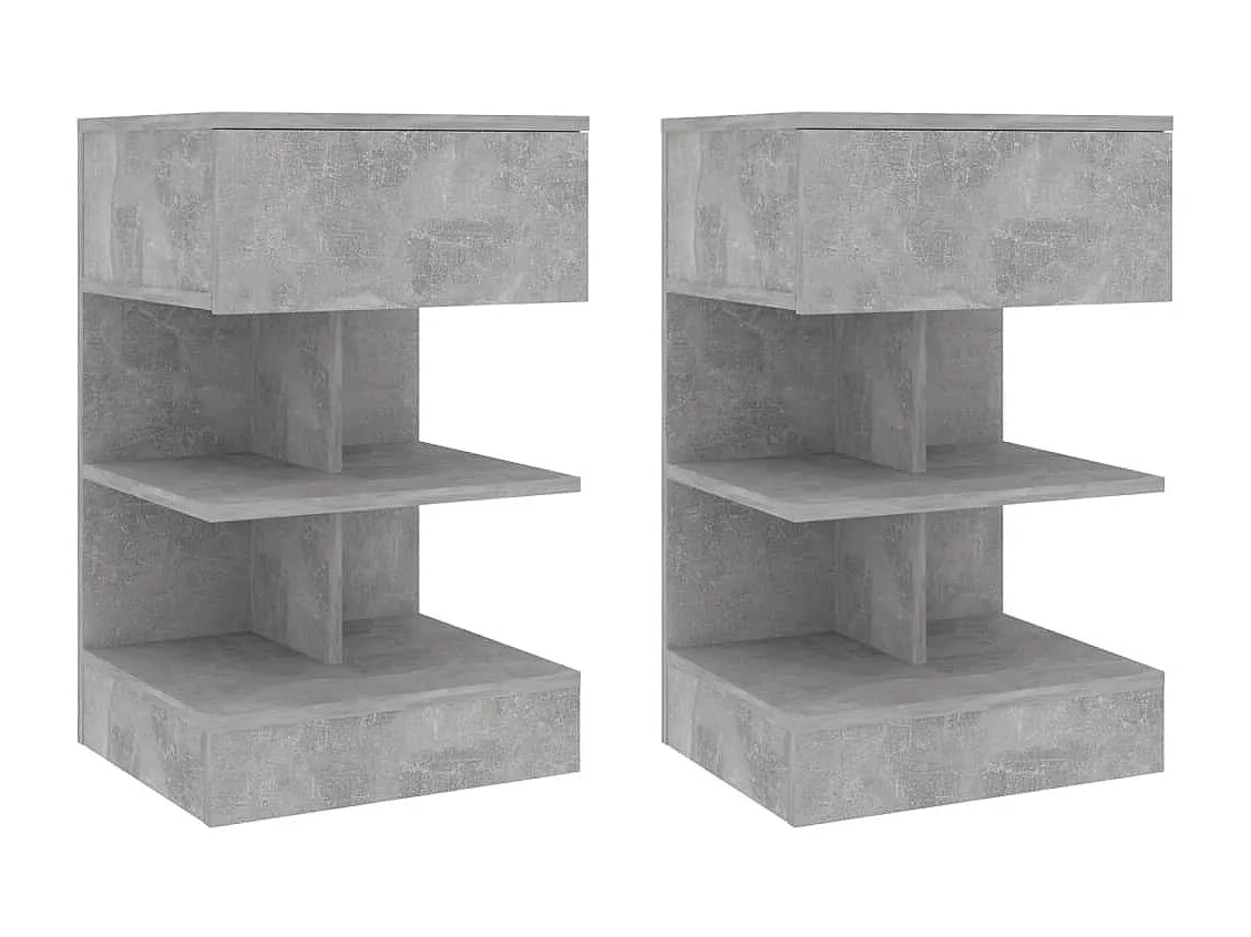 Comodini 2 pz Grigio Cemento 40x35x65 cm