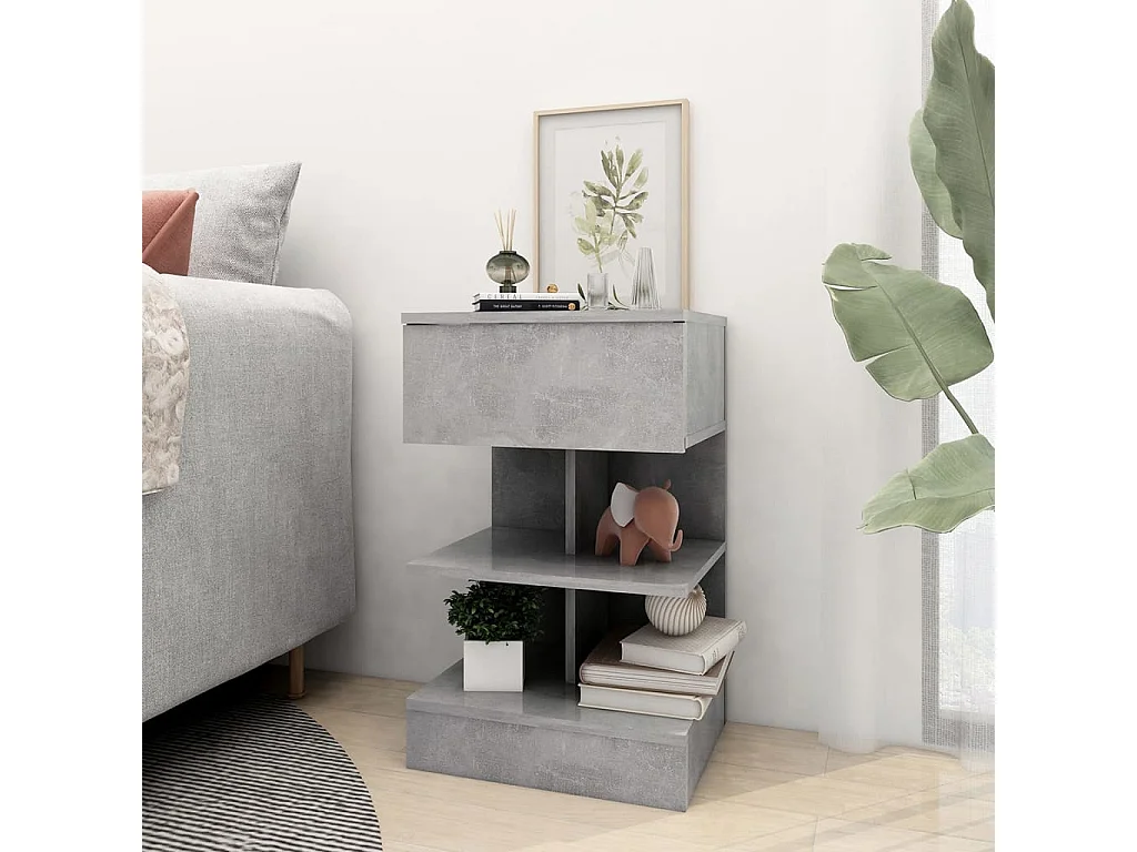 Comodini 2 pz Grigio Cemento 40x35x65 cm