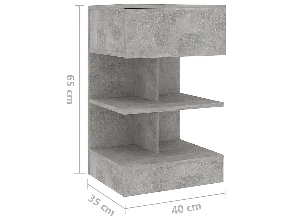 Tables de chevet 2 pcs Gris béton 40x35x65 cm