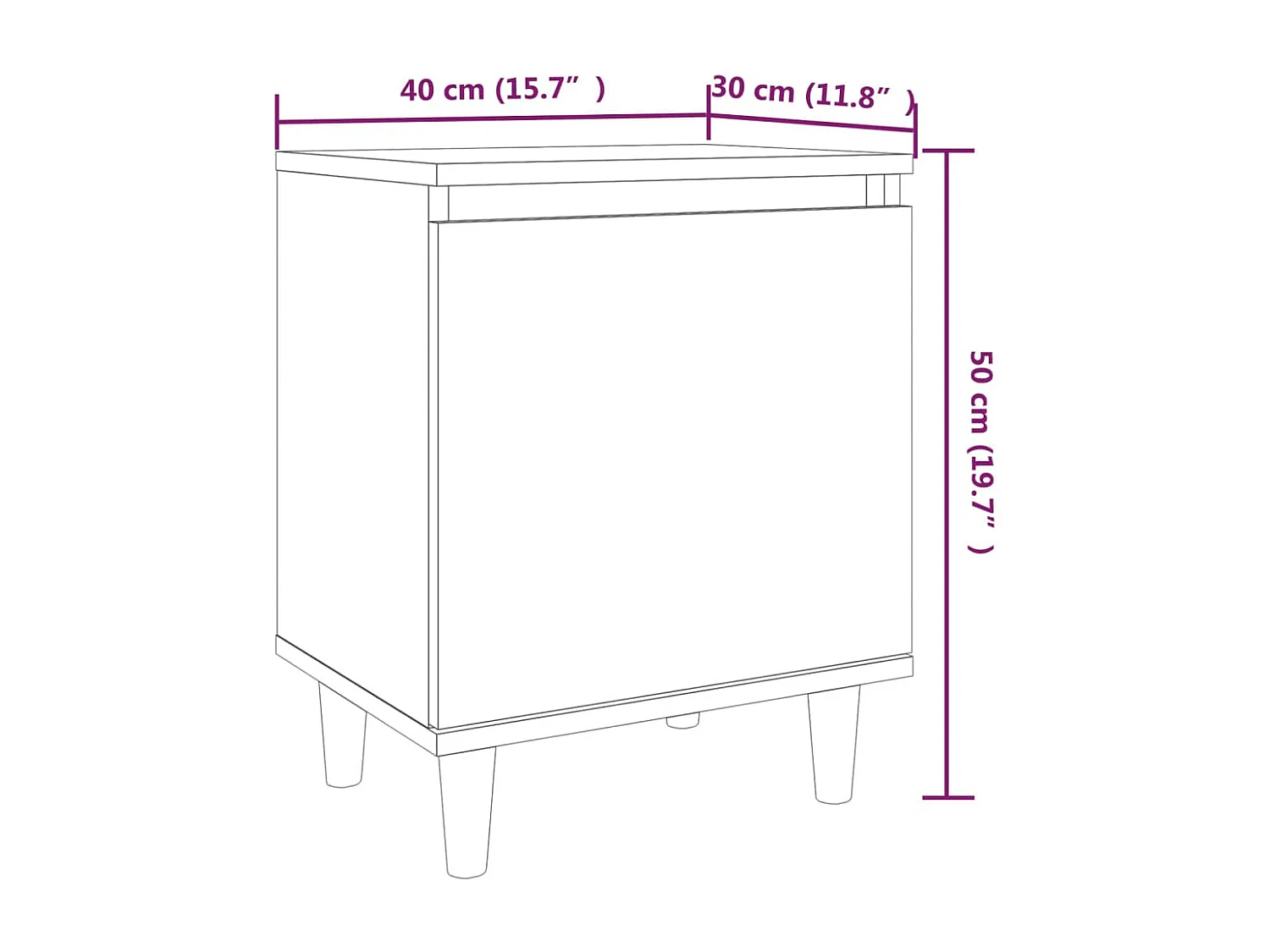Tables de chevet pieds en bois 2 pcs Chêne marron 40x30x50 cm