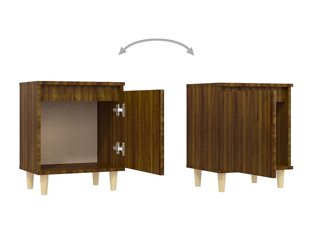 Tables de chevet pieds en bois 2 pcs Chêne marron 40x30x50 cm