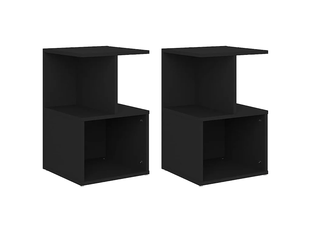 Tables de chevet 2 pcs noir 35x35x55 cm bois d'ingénierie