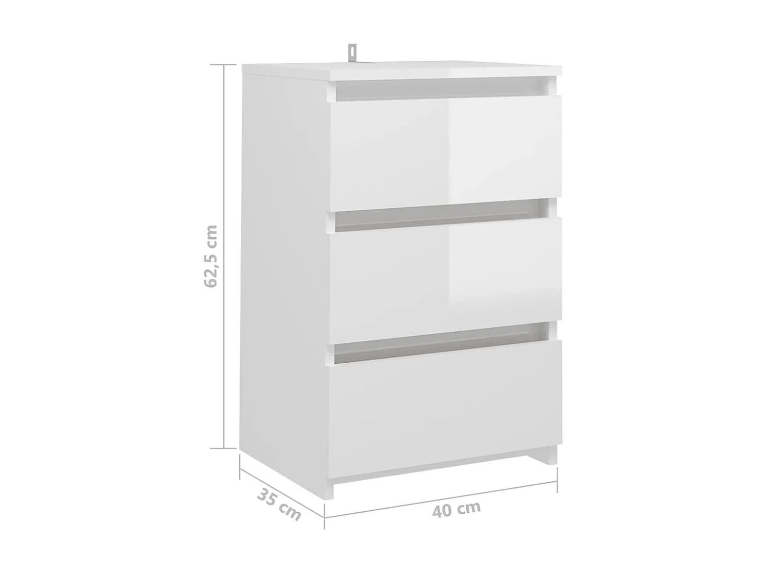 Mesa de cabeceira derivados de madeira branco brilhante