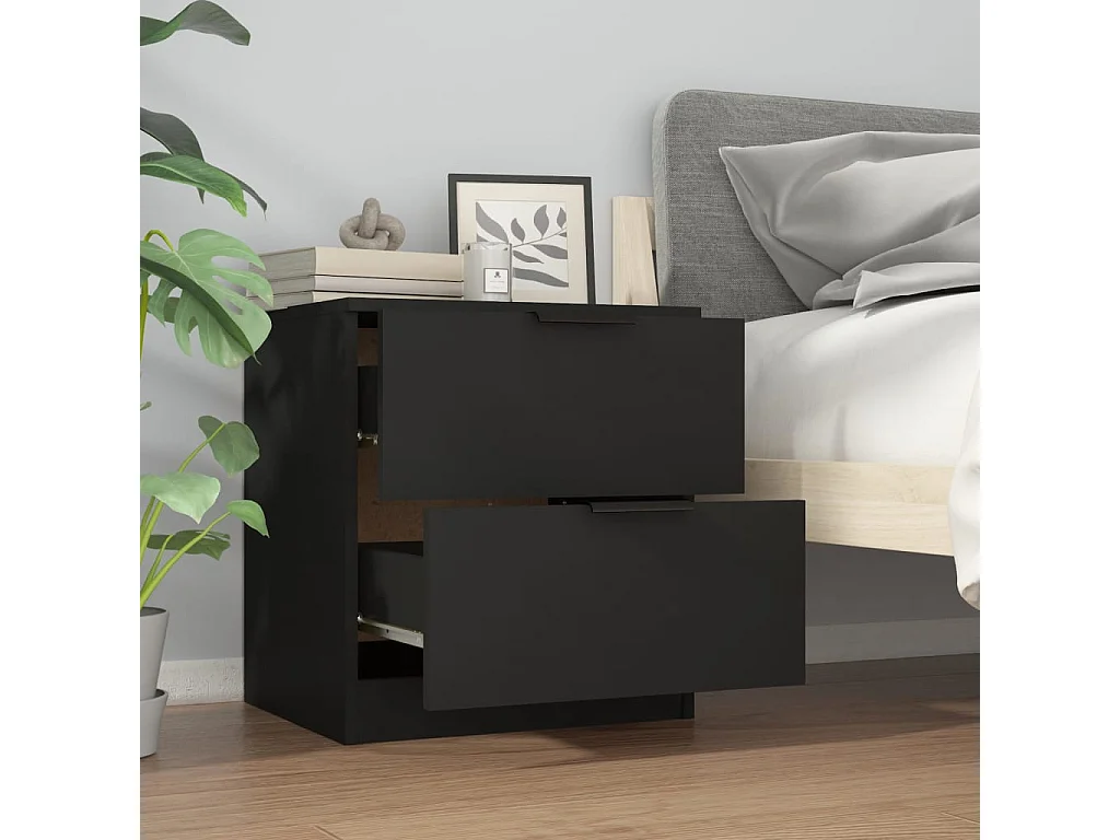 Nachttisch Schwarz Holzwerkstoff