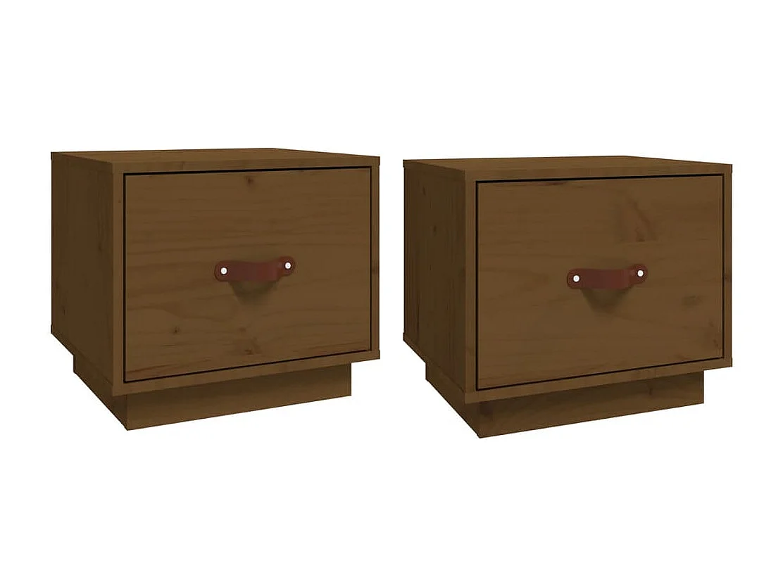 Tables de chevet 2pcs Marron miel 40x34x35cm Bois de pin massif
